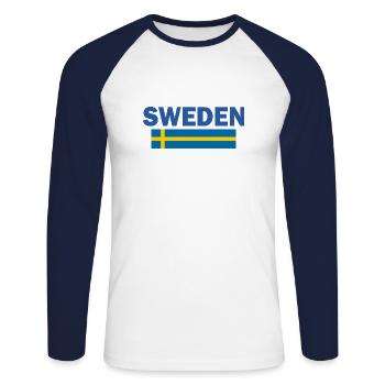 Suede - T-shirt baseball manches longues Homme - blanc/marine - Devant - Nik (191cm)