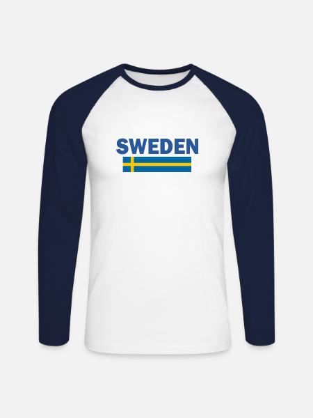 Sweden - Unisex Long Sleeve Baseball T-Shirt - white/navy
