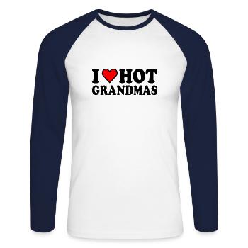 I love hot grannies - Unisex Long Sleeve Baseball T-Shirt - white/navy - Front - Nik (191cm)