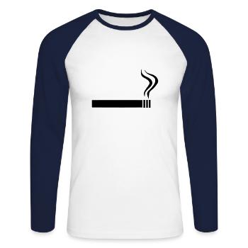 Zigarette - Unisex Baseballshirt langarm - Weiß/Navy - Vorne - Nik (191cm)