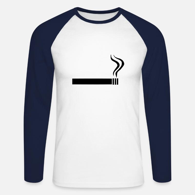 Zigarette - Unisex Baseballshirt langarm - Weiß/Navy