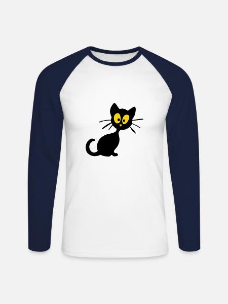 Kätzchen - Unisex Baseballshirt langarm - Weiß/Navy