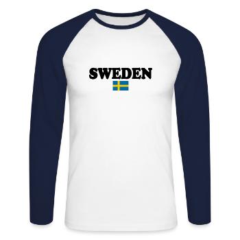 Suède - T-shirt baseball manches longues Homme - blanc/marine - Devant - Nik (191cm)