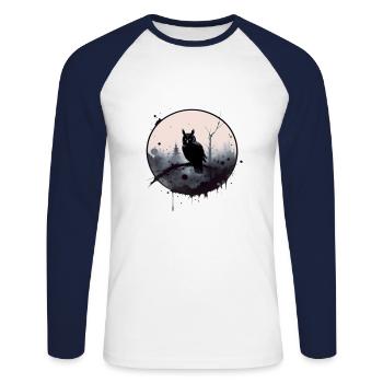Night owl - Unisex Long Sleeve Baseball T-Shirt - white/navy - Front - Nik (191cm)