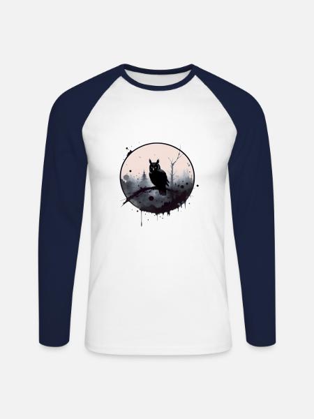 Nachteule - Unisex Baseballshirt langarm - Weiß/Navy