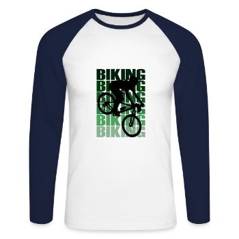 Biking ride a bike - Unisex Long Sleeve Baseball T-Shirt - white/navy - Front - Nik (191cm)