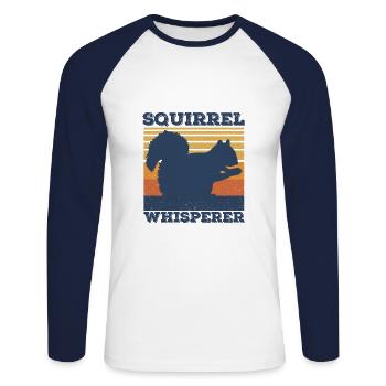 Écureuil - T-shirt baseball manches longues Homme - blanc/marine - Devant - Nik (191cm)
