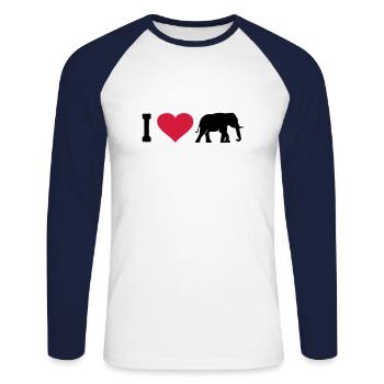 Elephant Love Elephant Animal Africa Safari Heart - Unisex Long Sleeve Baseball T-Shirt - white/navy - Front - Nik (191cm)