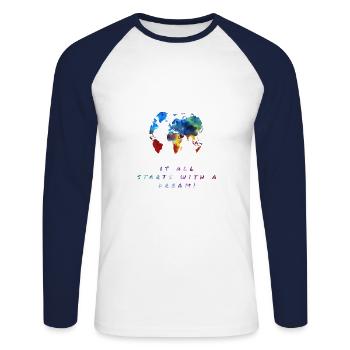 Le tour du monde! , Le tour du monde! - T-shirt baseball manches longues Homme - blanc/marine - Devant - Nik (191cm)