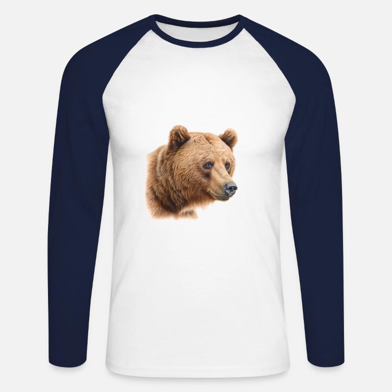 Bär - Unisex Baseballshirt langarm - Weiß/Navy