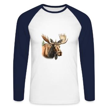Élan - T-shirt baseball manches longues Homme - blanc/marine - Devant - Nik (191cm)
