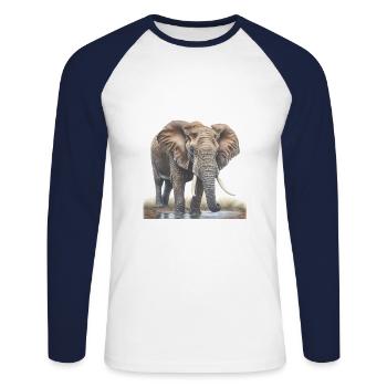 Elephant - Unisex Long Sleeve Baseball T-Shirt - white/navy - Front - Nik (191cm)