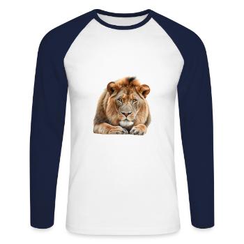 Lion - Unisex Long Sleeve Baseball T-Shirt - white/navy - Front - Nik (191cm)