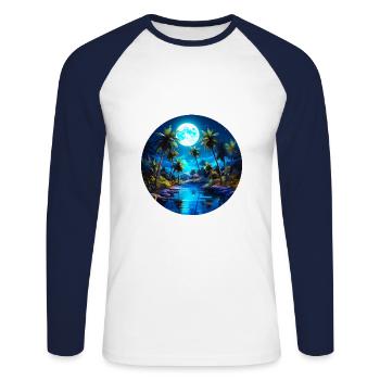 Tropical Night - Unisex Long Sleeve Baseball T-Shirt - white/navy - Front - Nik (191cm)