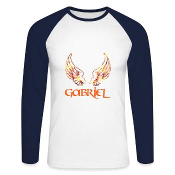 archangel gabriel fire - Unisex Long Sleeve Baseball T-Shirt - white/navy - Front - Nik (191cm)