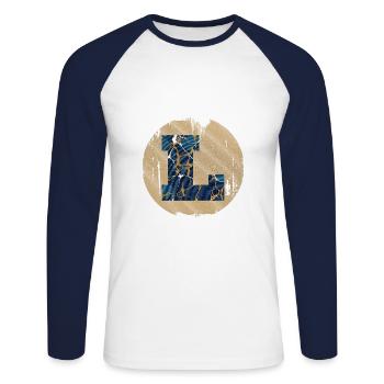 e 16 l - Unisex Long Sleeve Baseball T-Shirt - white/navy - Front - Nik (191cm)
