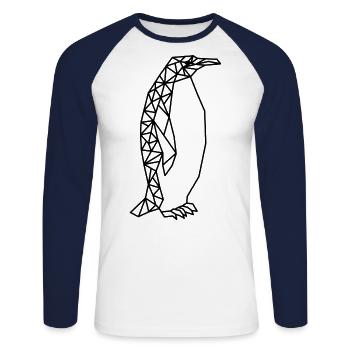 Geometric Penguin - Unisex Baseballshirt langarm - Weiß/Navy - Vorne - Nik (191cm)