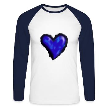 Herz blau Geschenkidee dunkel dunkelblau Liebe - Unisex Baseballshirt langarm - Weiß/Navy - Vorne - Nik (191cm)