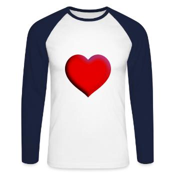 Herz rot Geschenkidee Liebe Valentinstag - Unisex Baseballshirt langarm - Weiß/Navy - Vorne - Nik (191cm)
