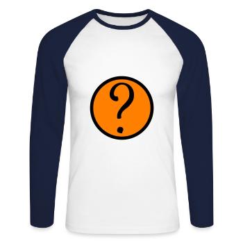 point d’interrogation symbole - T-shirt baseball manches longues Homme - blanc/marine - Devant - Nik (191cm)
