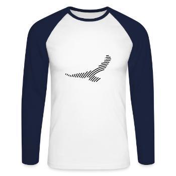 Silhouette d’un aigle - T-shirt baseball manches longues Homme - blanc/marine - Devant - Nik (191cm)