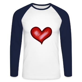 Heart Red Gift Idea Love in Love Valentine's Day - Unisex Long Sleeve Baseball T-Shirt - white/navy - Front - Nik (191cm)