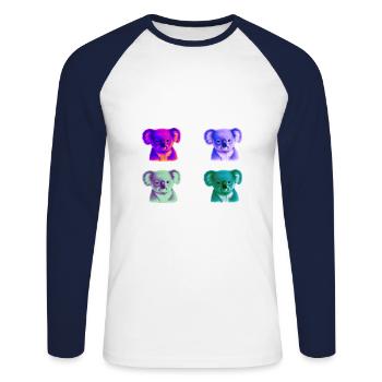 Koala Colorful Gift Idea Koalas Pop Art Pop Art - Unisex Long Sleeve Baseball T-Shirt - white/navy - Front - Nik (191cm)
