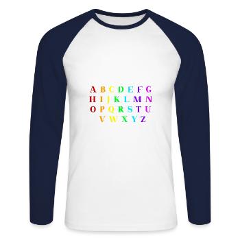 ABC Alphabet Gift Idea Rainbow Elementary School - Unisex Long Sleeve Baseball T-Shirt - white/navy - Front - Nik (191cm)