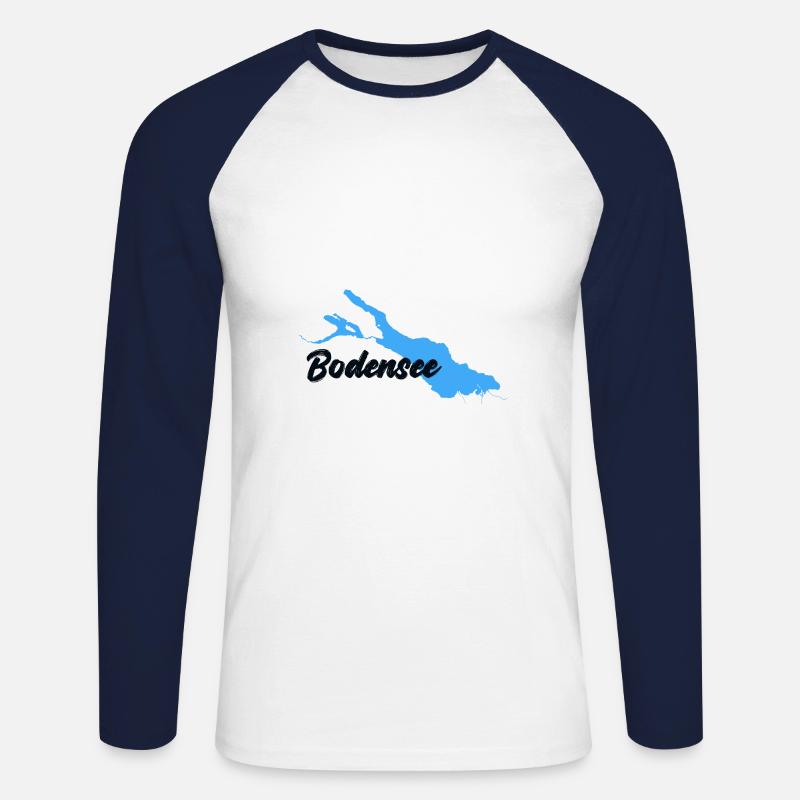 Bodensee schwarz - Unisex Baseballshirt langarm - Weiß/Navy