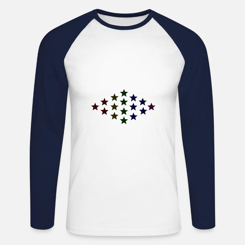 Sterne bunt Geschenkidee - Unisex Baseballshirt langarm - Weiß/Navy