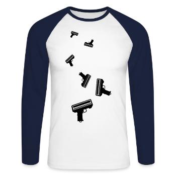 Waffe Money Rain - Unisex Baseballshirt langarm - Weiß/Navy - Vorne - Nik (191cm)