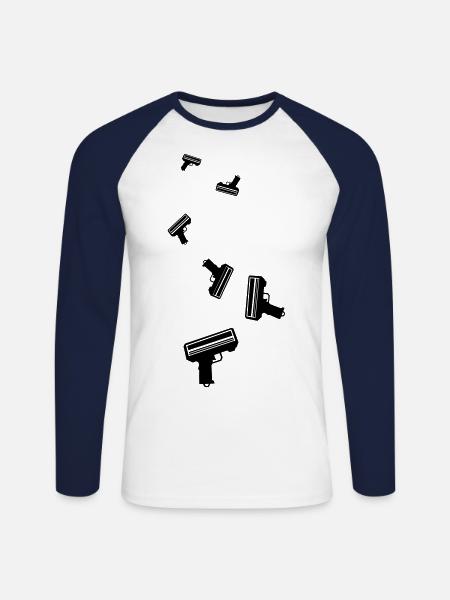 Waffe Money Rain - Unisex Baseballshirt langarm - Weiß/Navy