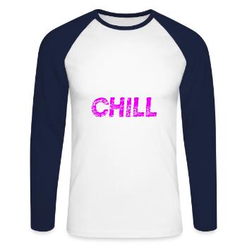 Chill - Gift Idea - Unisex Long Sleeve Baseball T-Shirt - white/navy - Front - Nik (191cm)