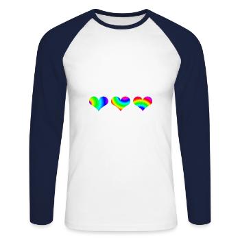 Hearts colorful gift idea rainbow hearts - Unisex Long Sleeve Baseball T-Shirt - white/navy - Front - Nik (191cm)