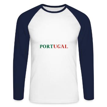 PORTUGAL Gift Idea Portuguese Flag Flag - Unisex Long Sleeve Baseball T-Shirt - white/navy - Front - Nik (191cm)
