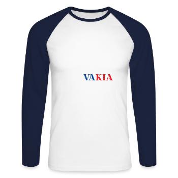 Slovakia Geschenkidee Slowakei slowakische Flagge - Unisex Baseballshirt langarm - Weiß/Navy - Vorne - Nik (191cm)