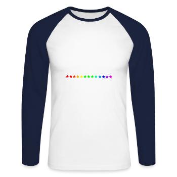 Sterne Regenbogen bunt Geschenkidee - Unisex Baseballshirt langarm - Weiß/Navy - Vorne - Nik (191cm)