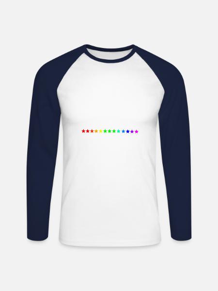 Sterne Regenbogen bunt Geschenkidee - Unisex Baseballshirt langarm - Weiß/Navy
