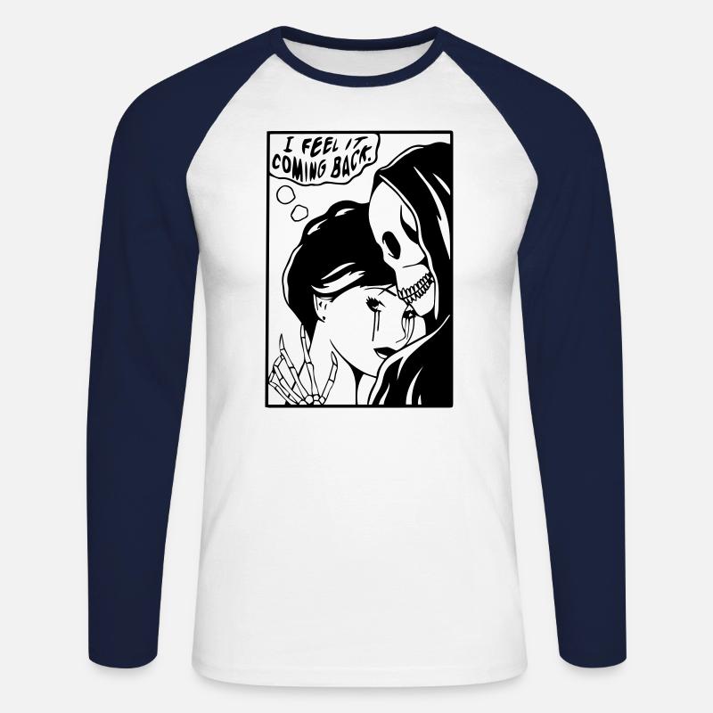 comin back - Unisex Baseballshirt langarm - Weiß/Navy