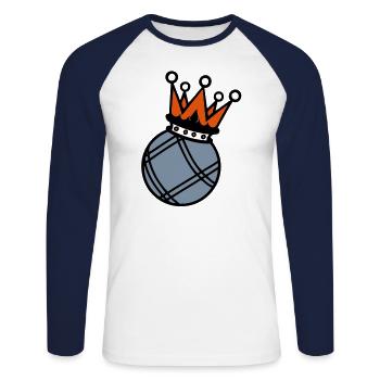 crown king crown petanque boule1 - Unisex Long Sleeve Baseball T-Shirt - white/navy - Front - Nik (191cm)