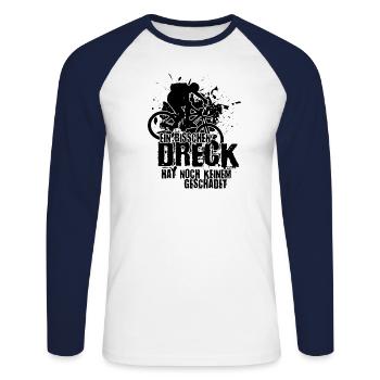 Un peu de terre n'a jamais tué personne - T-shirt baseball manches longues Homme - blanc/marine - Devant - Nik (191cm)