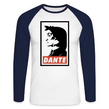 Dante - T-shirt baseball manches longues Homme - blanc/marine - Devant - Nik (191cm)