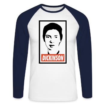 Emily Dickinson - T-shirt baseball manches longues Homme - blanc/marine - Devant - Nik (191cm)