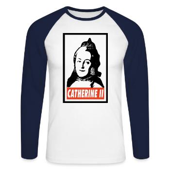 Catalina la grande - T-shirt baseball manches longues Homme - blanc/marine - Devant - Nik (191cm)