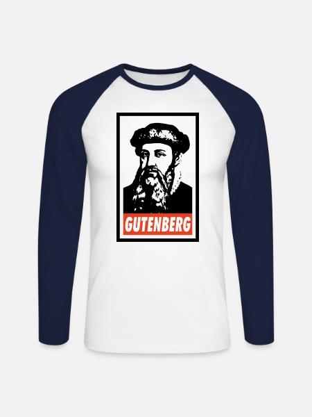 Johannes Gutenberg - Unisex Baseballshirt langarm - Weiß/Navy