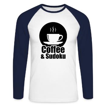 Cool Sudoku motif for logic fans Puzzle game - Unisex Long Sleeve Baseball T-Shirt - white/navy - Front - Nik (191cm)