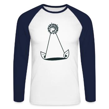 Elfenhut mit Ohren und Pom Pom - Unisex Baseballshirt langarm - Weiß/Navy - Vorne - Nik (191cm)