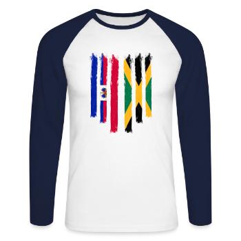 Haiti Haitian Jamaica Combination I Gift - Unisex Long Sleeve Baseball T-Shirt - white/navy - Front - Nik (191cm)