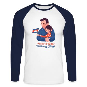 Kambodscha Khmer Vater Dad Daddy Papa I Geschenk - Unisex Baseballshirt langarm - Weiß/Navy - Vorne - Nik (191cm)