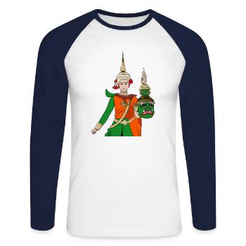 Cambodge Tradition Danse Khmer Apsara I Cadeau - T-shirt baseball manches longues Homme - blanc/marine - Devant - Nik (191cm)